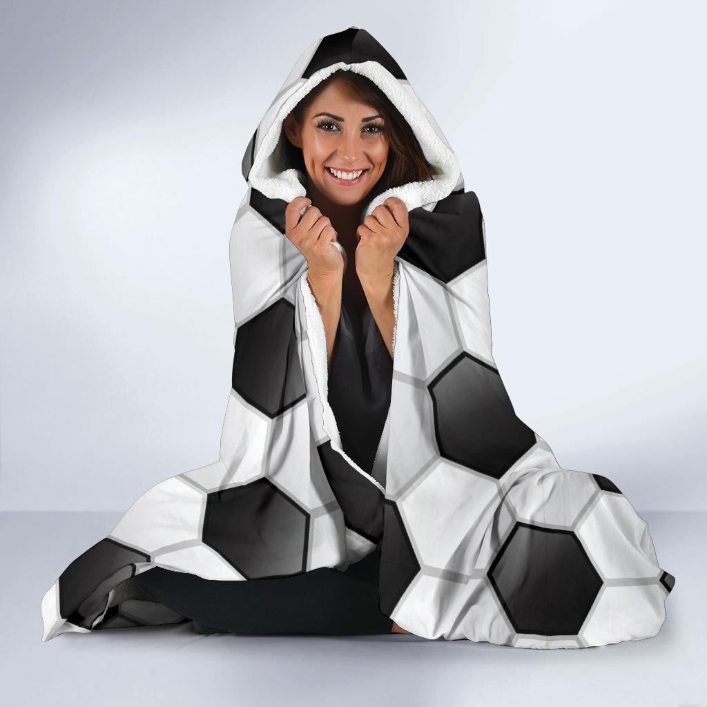 Soccer Ball Texture Print Pattern Hooded Blanket-JTAMIGO.COM