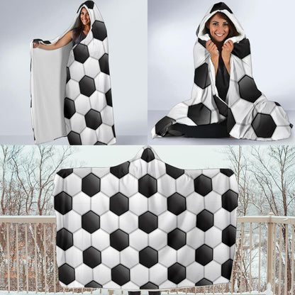 Soccer Ball Texture Print Pattern Hooded Blanket-JTAMIGO.COM