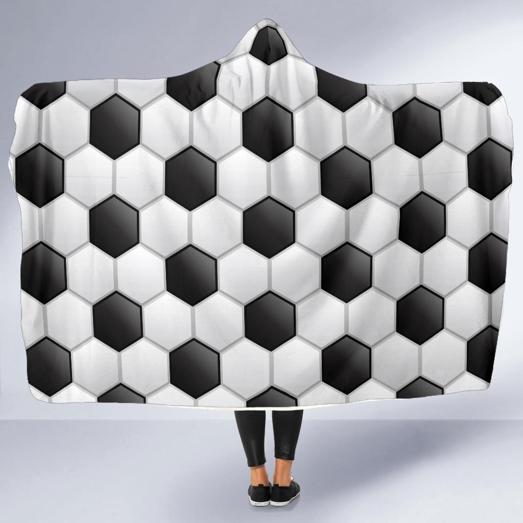 Soccer Ball Texture Print Pattern Hooded Blanket-JTAMIGO.COM