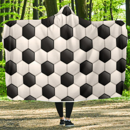 Soccer Ball Texture Print Pattern Hooded Blanket-JTAMIGO.COM