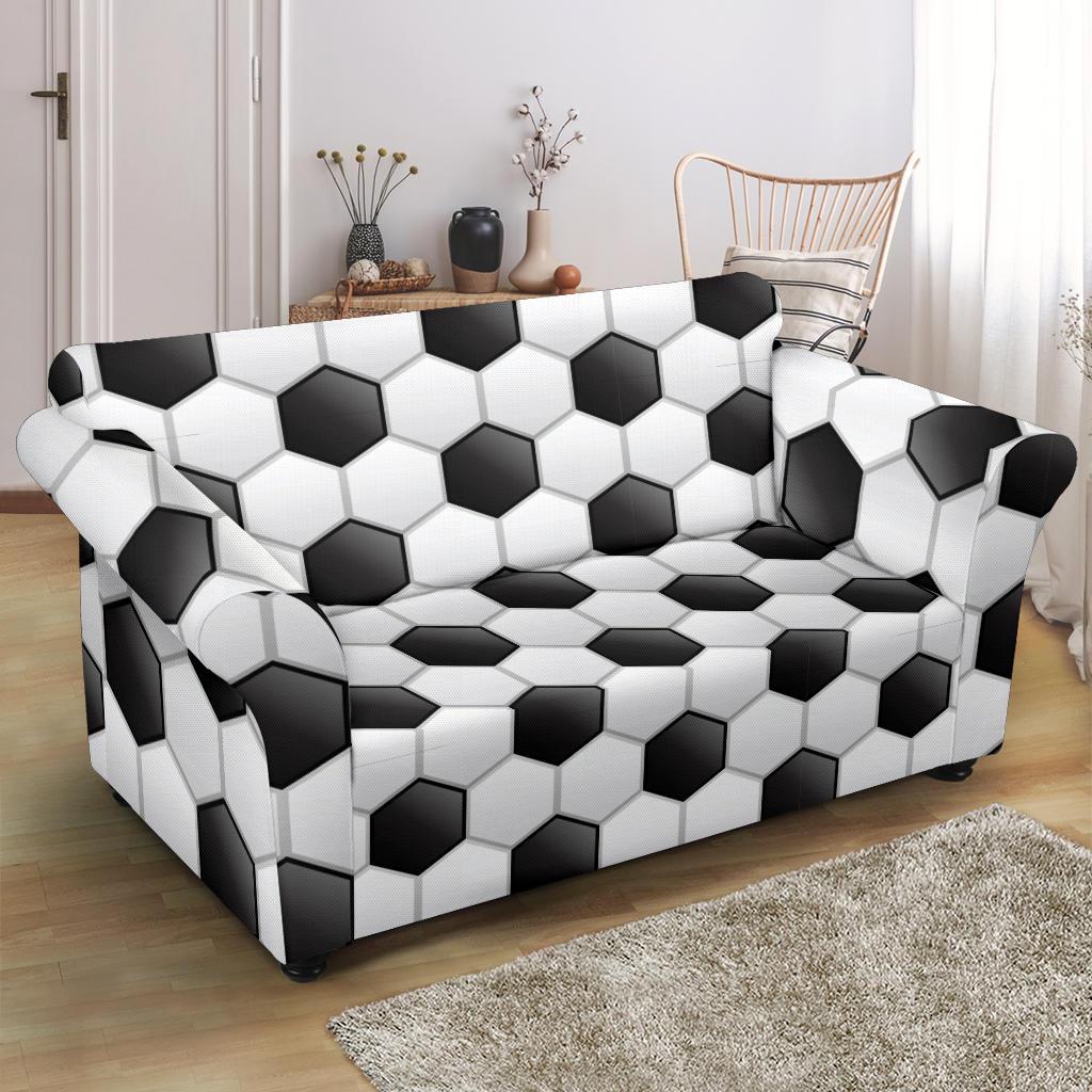 Soccer Ball Texture Print Pattern Loveseat Slipcover-JTAMIGO.COM