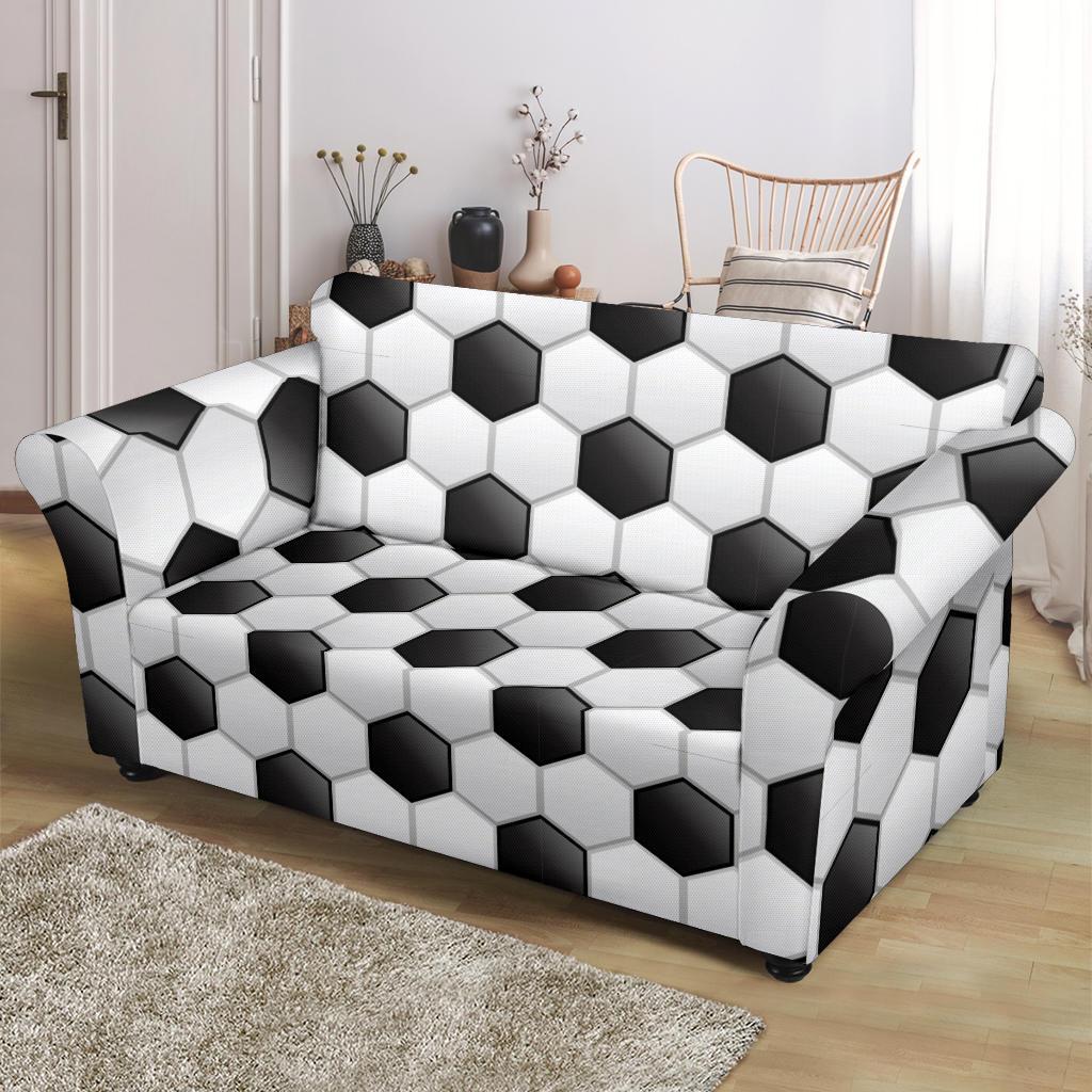 Soccer Ball Texture Print Pattern Loveseat Slipcover-JTAMIGO.COM