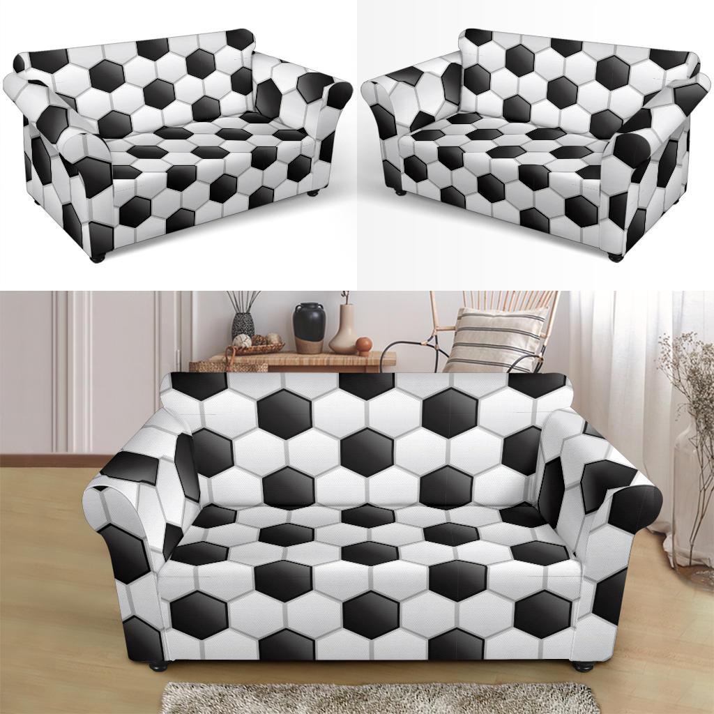 Soccer Ball Texture Print Pattern Loveseat Slipcover-JTAMIGO.COM