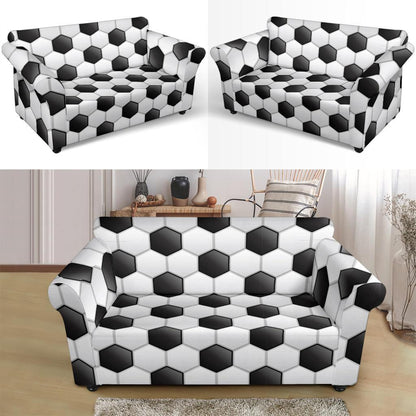 Soccer Ball Texture Print Pattern Loveseat Slipcover-JTAMIGO.COM