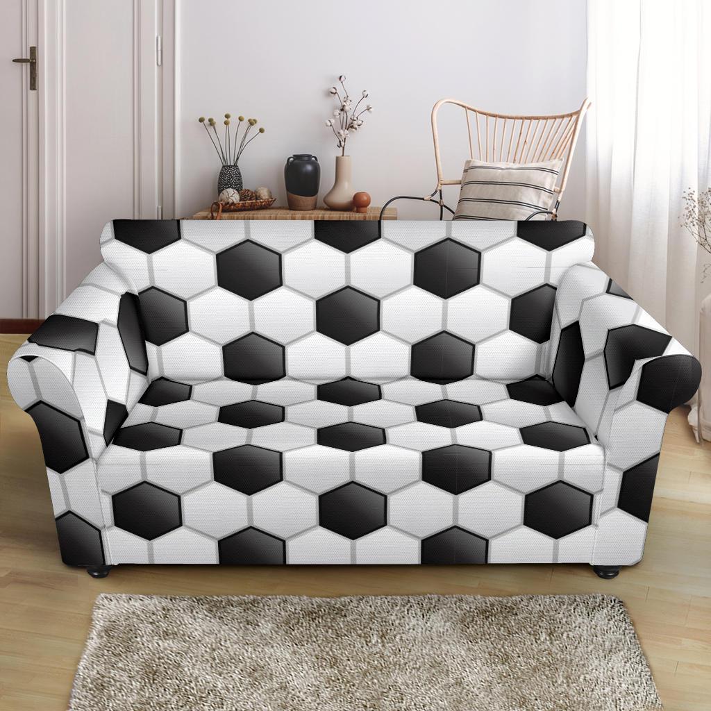 Soccer Ball Texture Print Pattern Loveseat Slipcover-JTAMIGO.COM