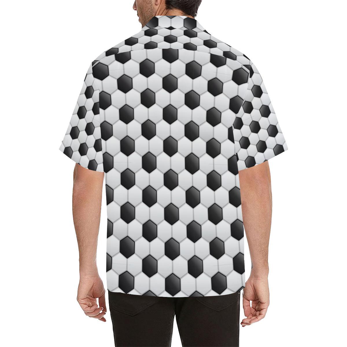 Soccer Ball Texture Print Pattern Men Aloha Hawaiian Shirt