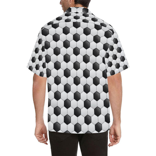 Soccer Ball Texture Print Pattern Men Aloha Hawaiian Shirt
