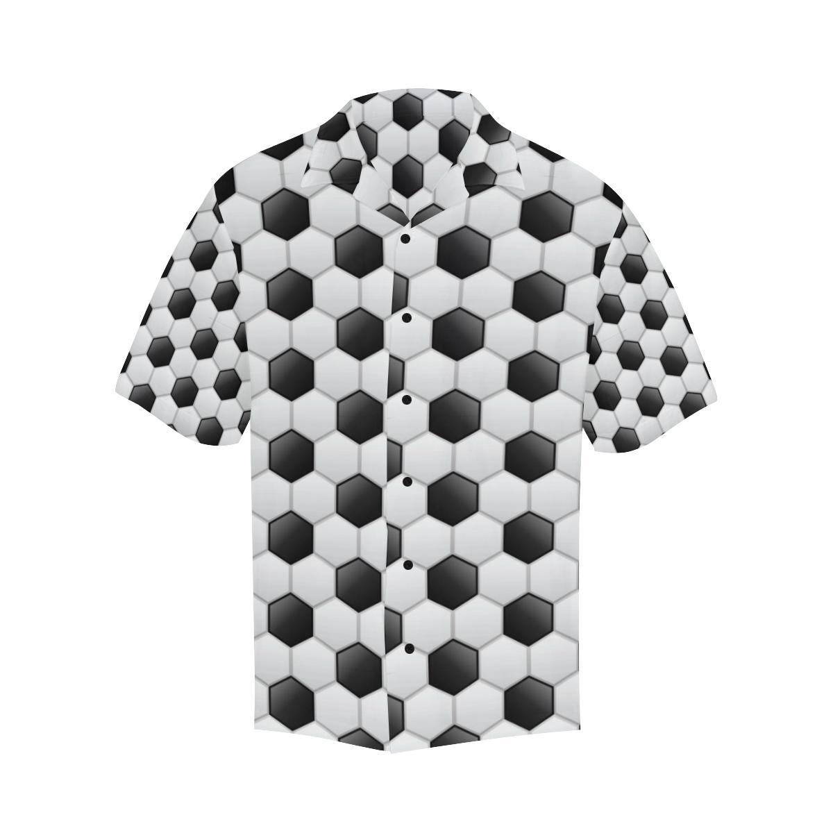 Soccer Ball Texture Print Pattern Men Aloha Hawaiian Shirt