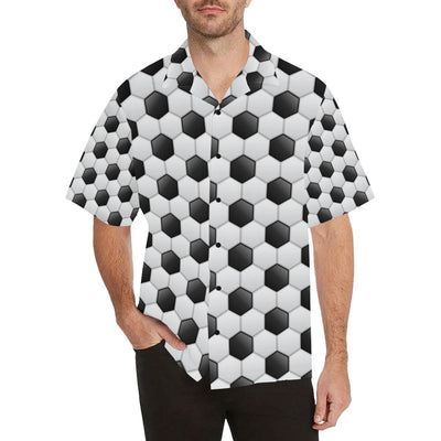 Soccer Ball Texture Print Pattern Men Aloha Hawaiian Shirt