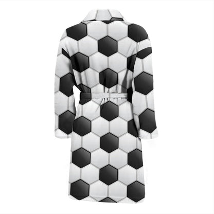 Soccer Ball Texture Print Pattern Men Bath Robe-JTAMIGO.COM
