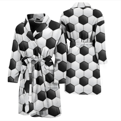 Soccer Ball Texture Print Pattern Men Bath Robe-JTAMIGO.COM