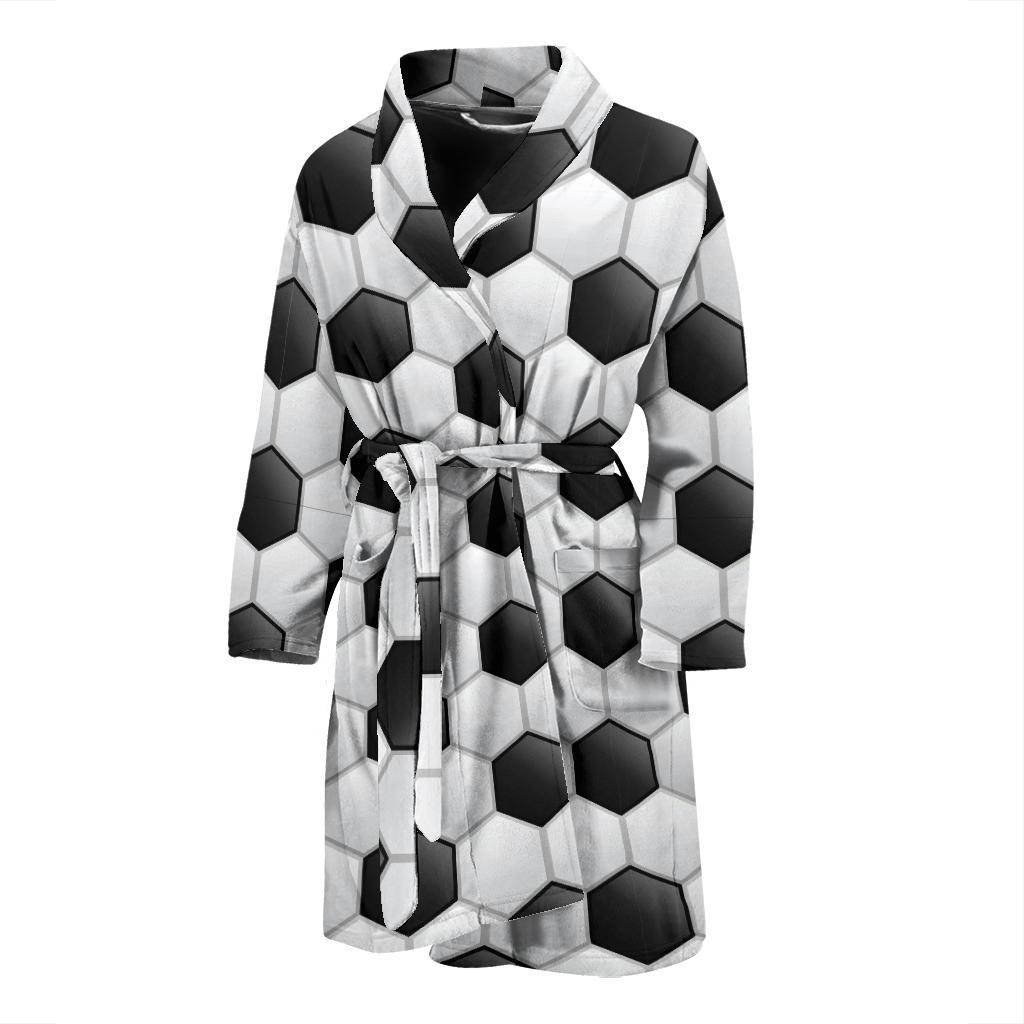 Soccer Ball Texture Print Pattern Men Bath Robe-JTAMIGO.COM