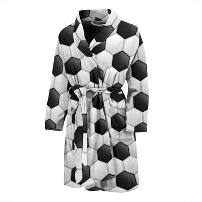 Soccer Ball Texture Print Pattern Men Bath Robe-JTAMIGO.COM