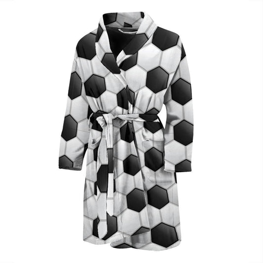 Soccer Ball Texture Print Pattern Men Bath Robe-JTAMIGO.COM