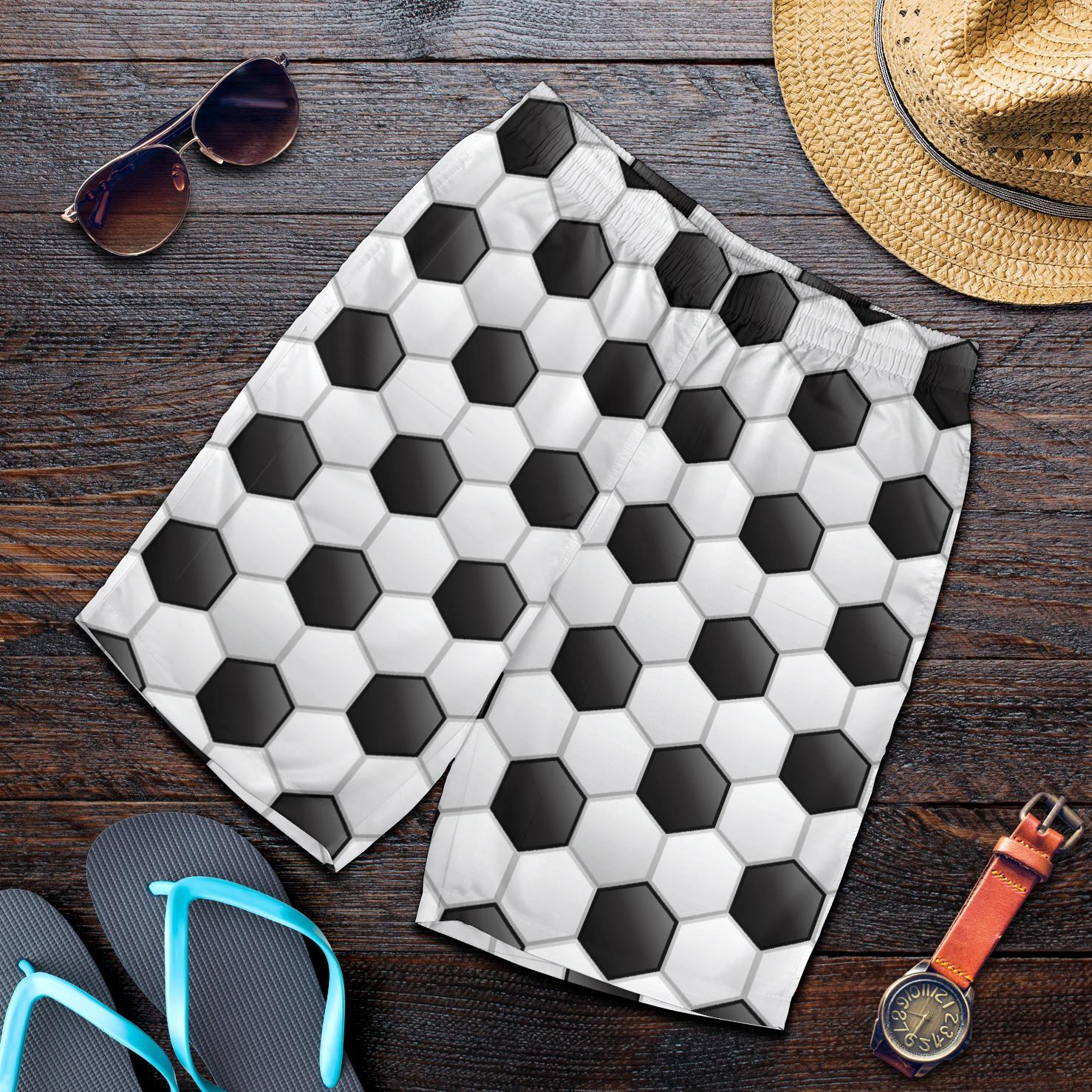 Soccer Ball Texture Print Pattern Mens Shorts-JTAMIGO.COM