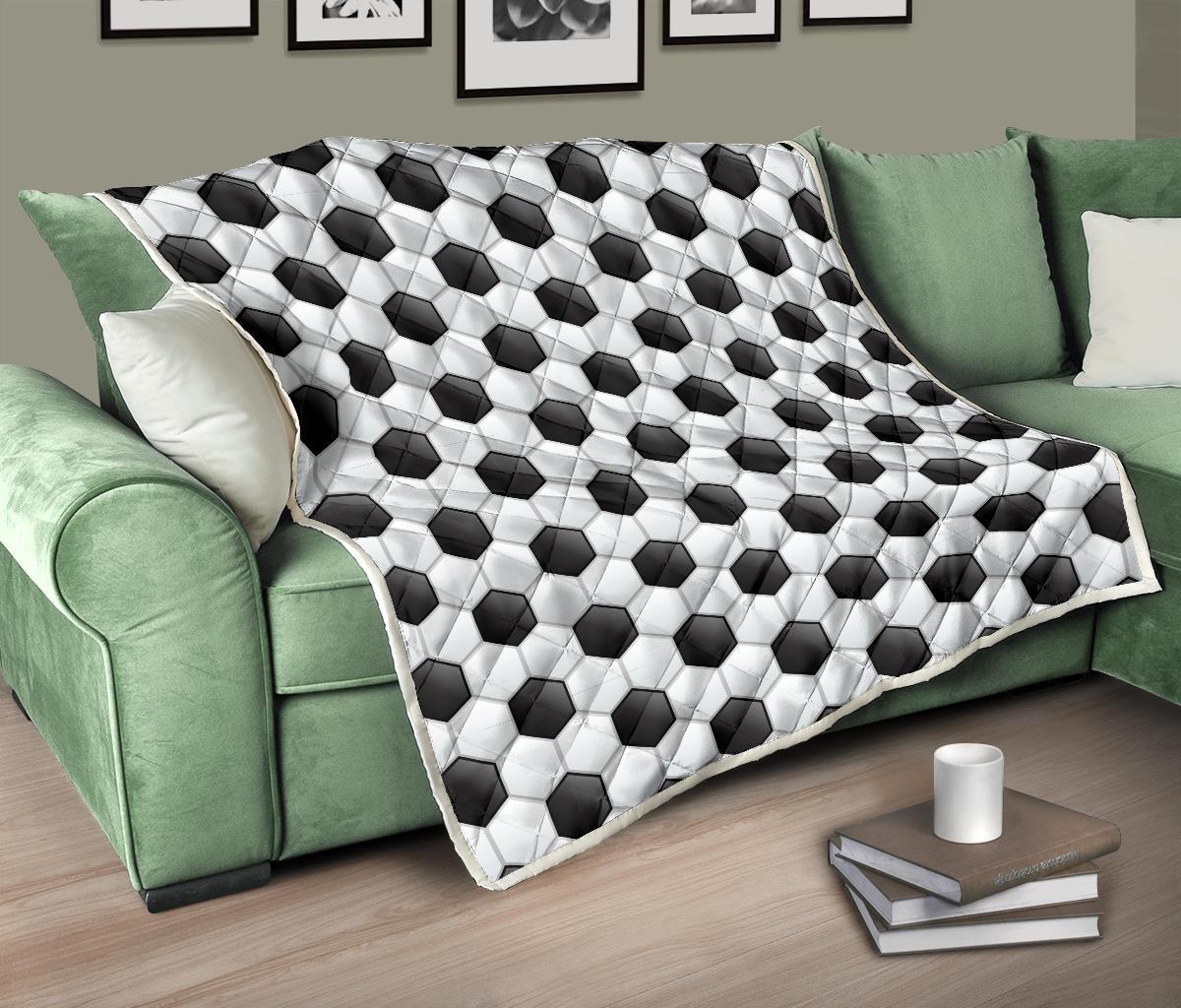 Soccer Ball Texture Print Pattern Premium Quilt-JTAMIGO.COM