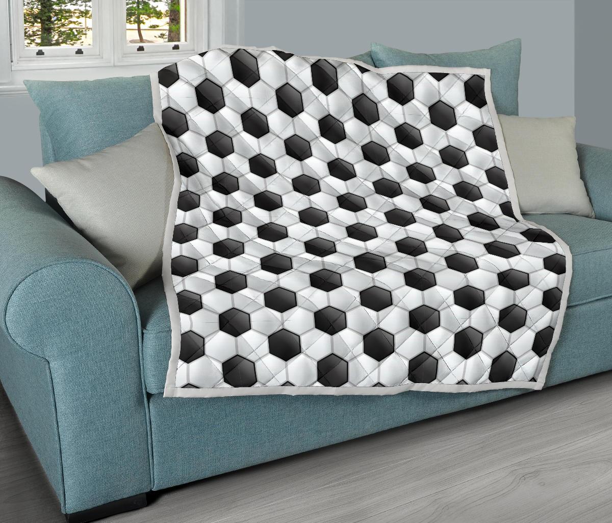 Soccer Ball Texture Print Pattern Premium Quilt-JTAMIGO.COM