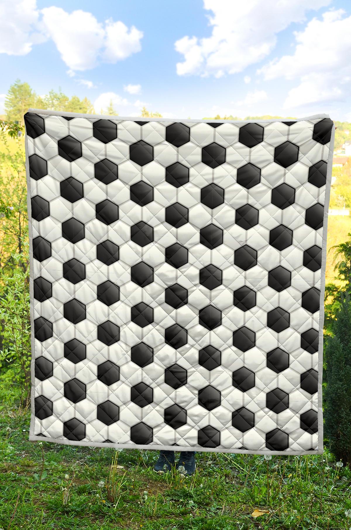 Soccer Ball Texture Print Pattern Premium Quilt-JTAMIGO.COM