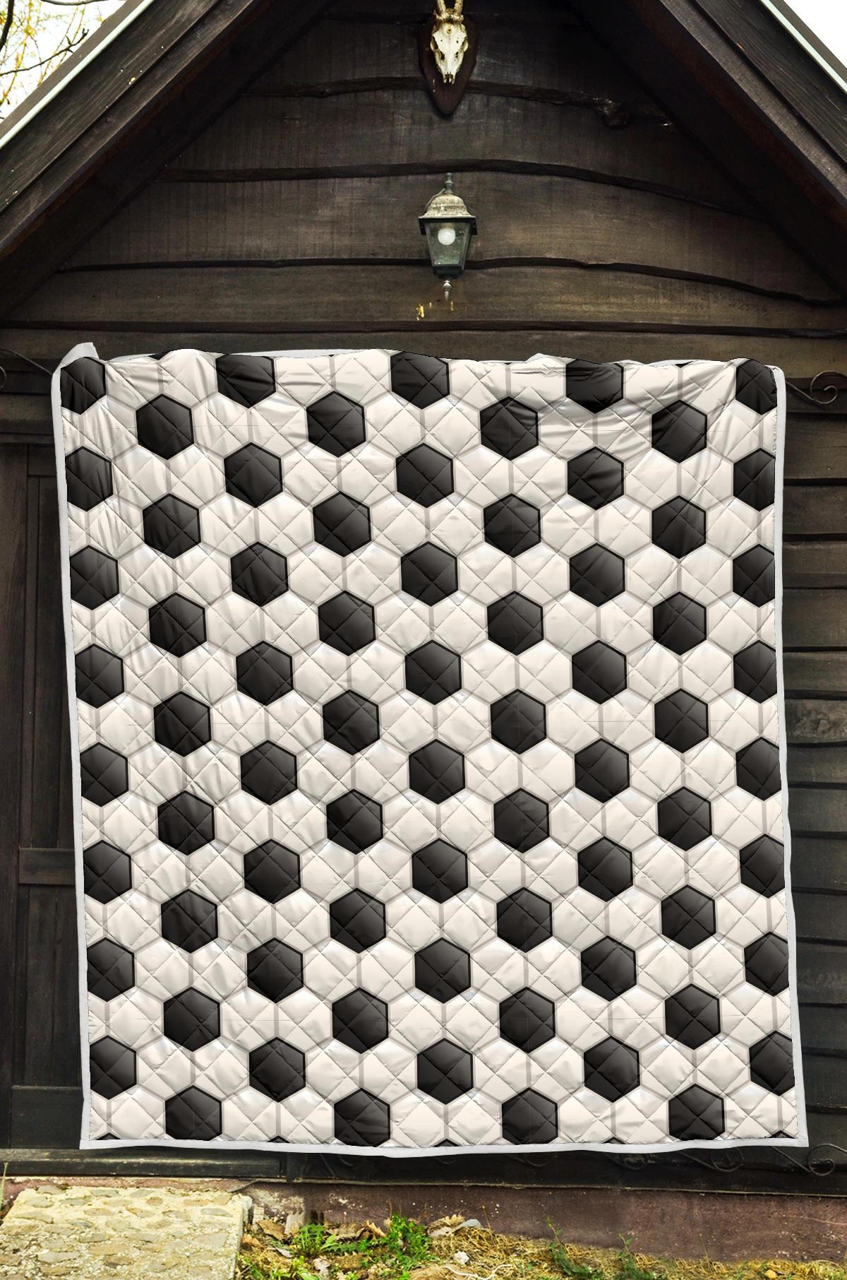 Soccer Ball Texture Print Pattern Premium Quilt-JTAMIGO.COM