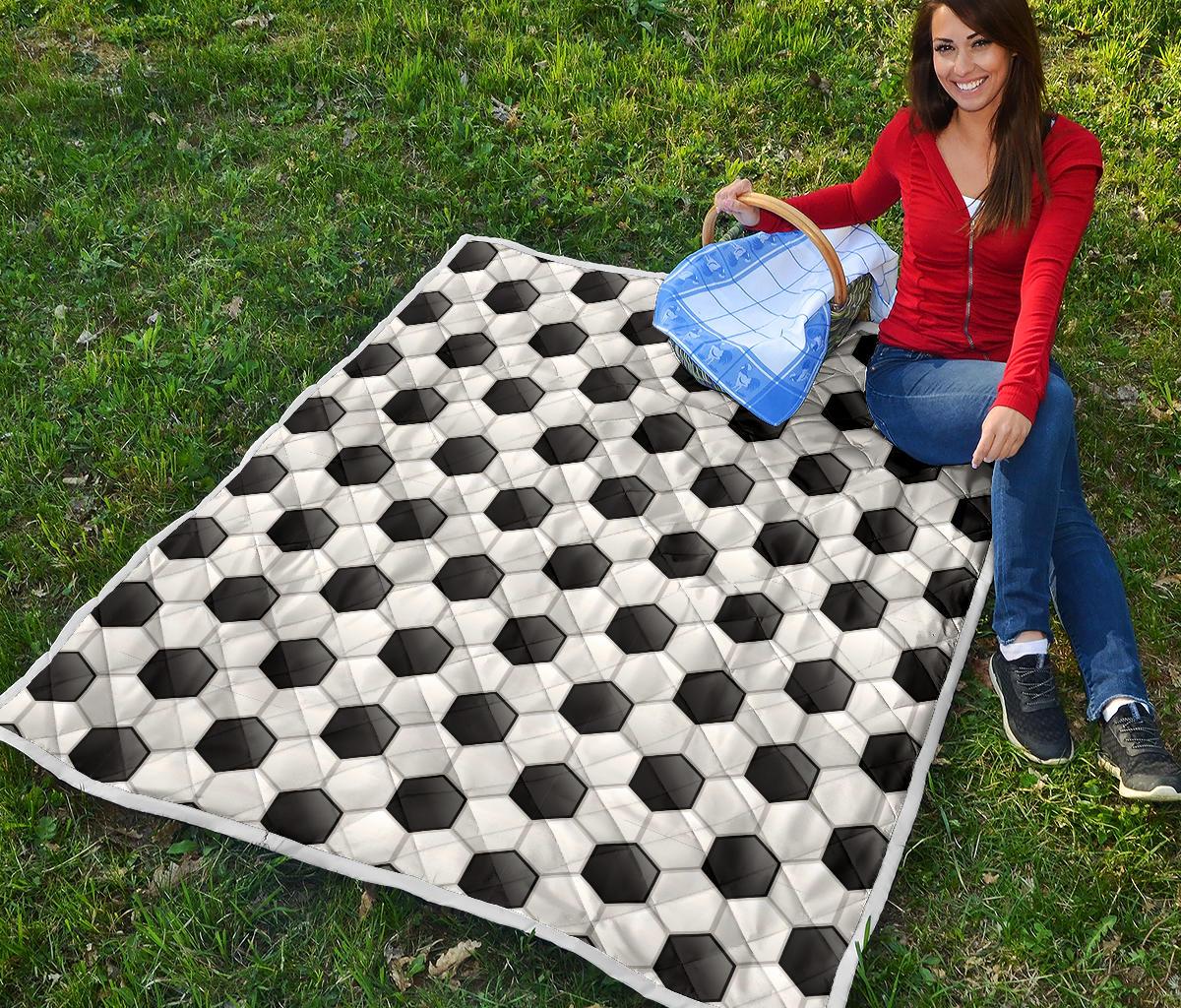 Soccer Ball Texture Print Pattern Premium Quilt-JTAMIGO.COM