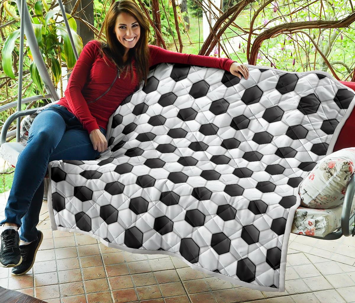 Soccer Ball Texture Print Pattern Premium Quilt-JTAMIGO.COM
