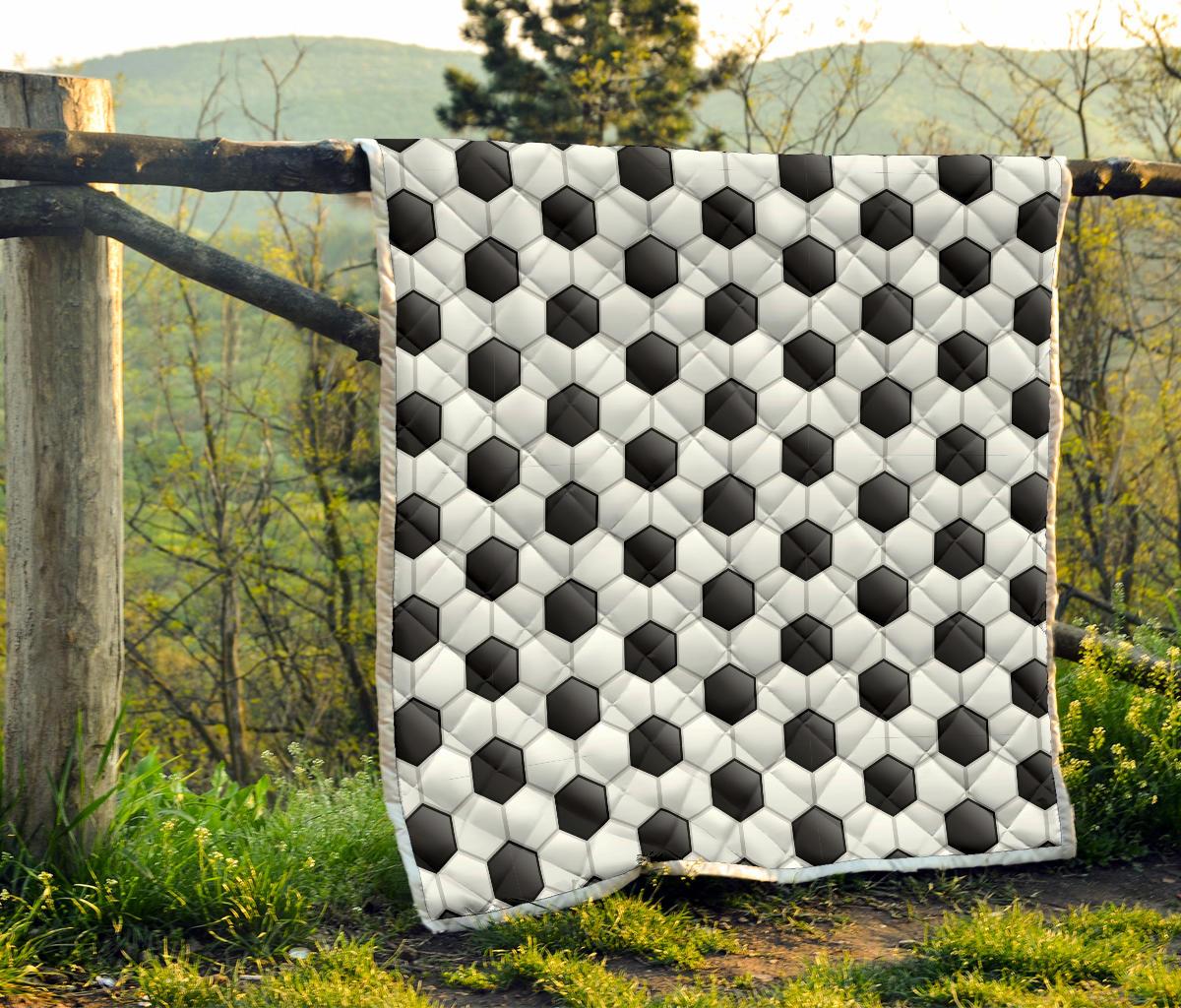 Soccer Ball Texture Print Pattern Premium Quilt-JTAMIGO.COM