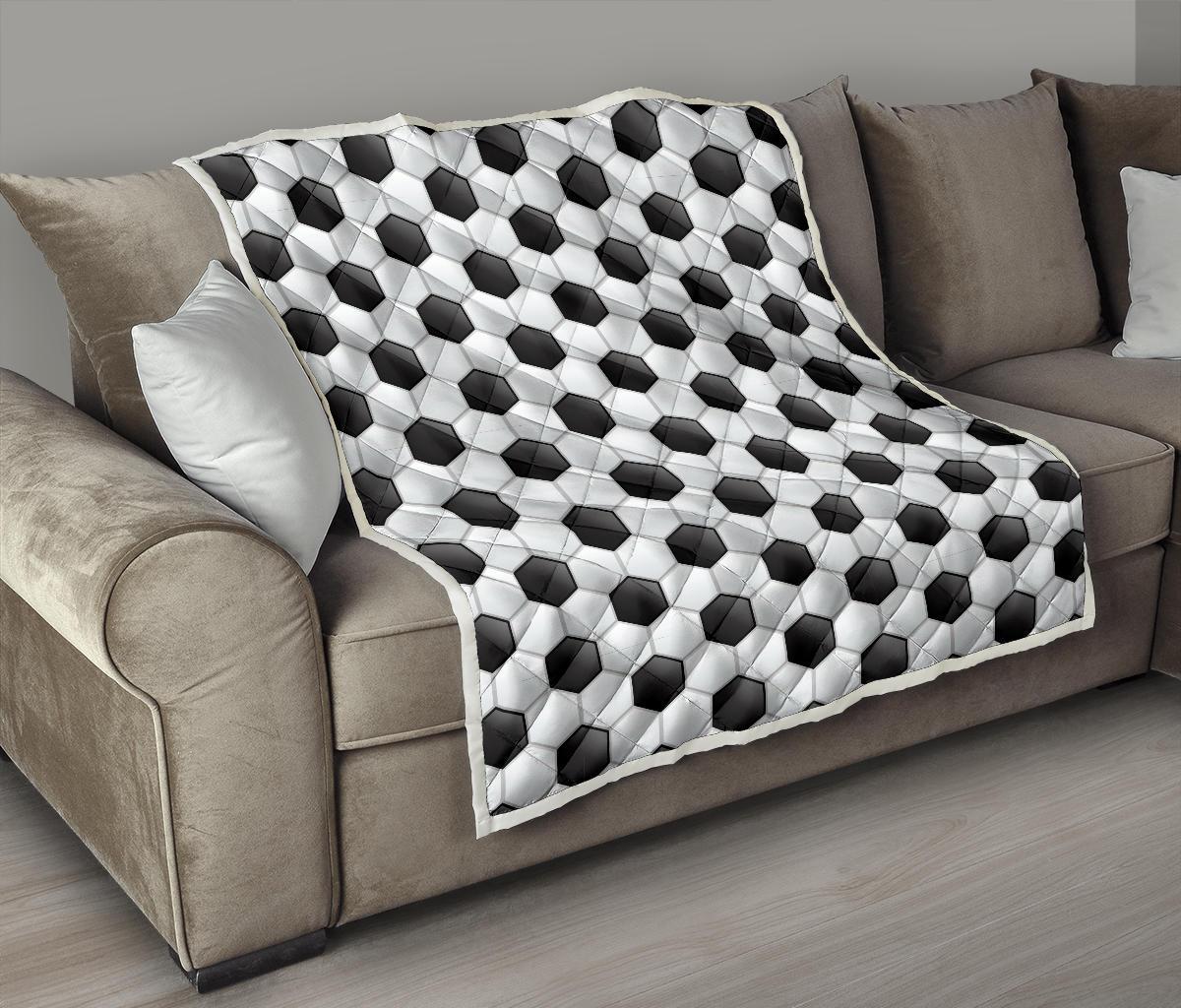 Soccer Ball Texture Print Pattern Premium Quilt-JTAMIGO.COM