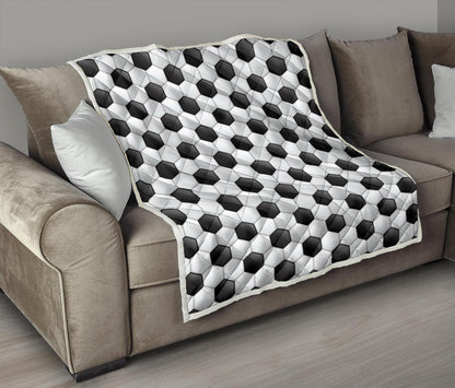 Soccer Ball Texture Print Pattern Premium Quilt-JTAMIGO.COM