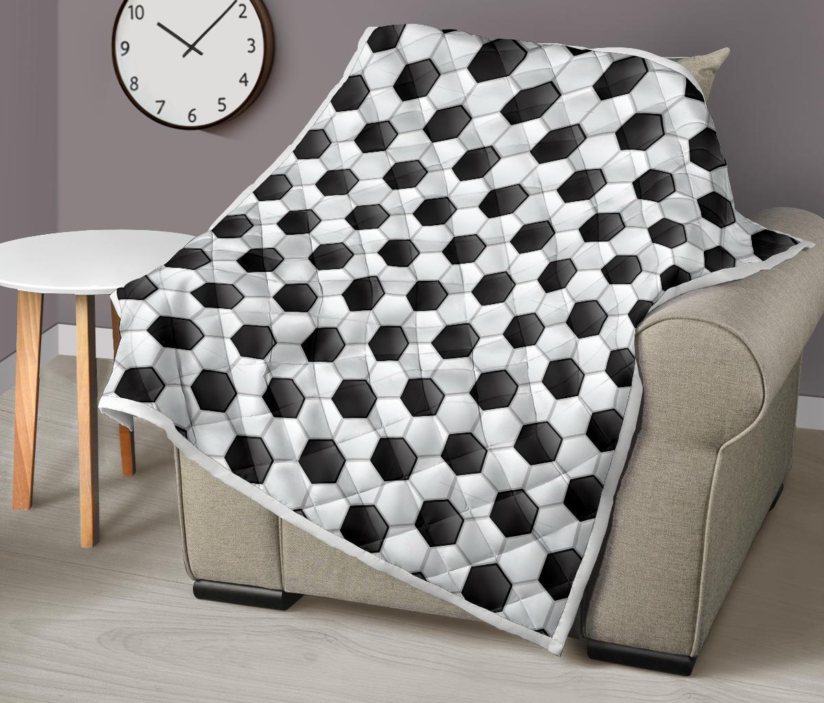 Soccer Ball Texture Print Pattern Premium Quilt-JTAMIGO.COM