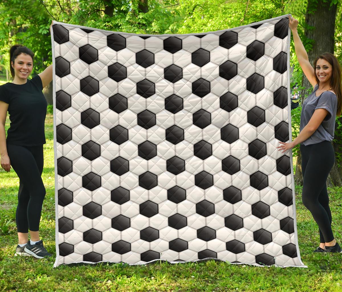 Soccer Ball Texture Print Pattern Premium Quilt-JTAMIGO.COM