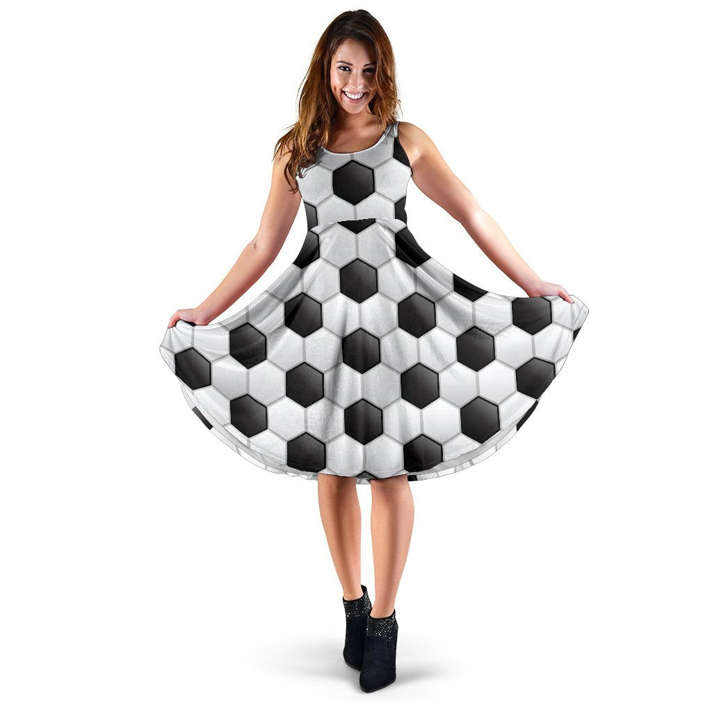 Soccer Ball Texture Print Pattern Sleeveless Dress