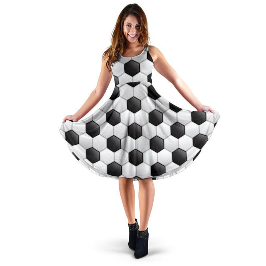 Soccer Ball Texture Print Pattern Sleeveless Dress