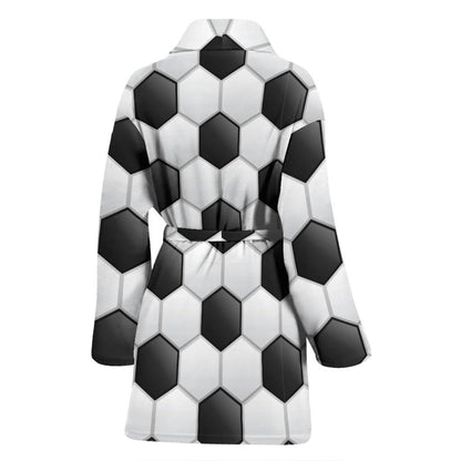 Soccer Ball Texture Print Pattern Women Bath Robe-JTAMIGO.COM