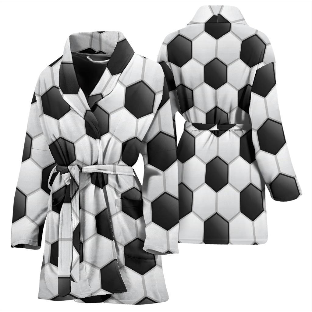 Soccer Ball Texture Print Pattern Women Bath Robe-JTAMIGO.COM