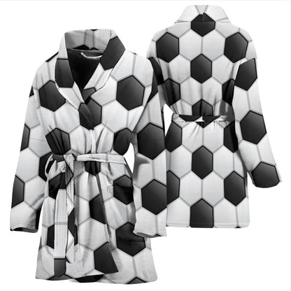 Soccer Ball Texture Print Pattern Women Bath Robe-JTAMIGO.COM
