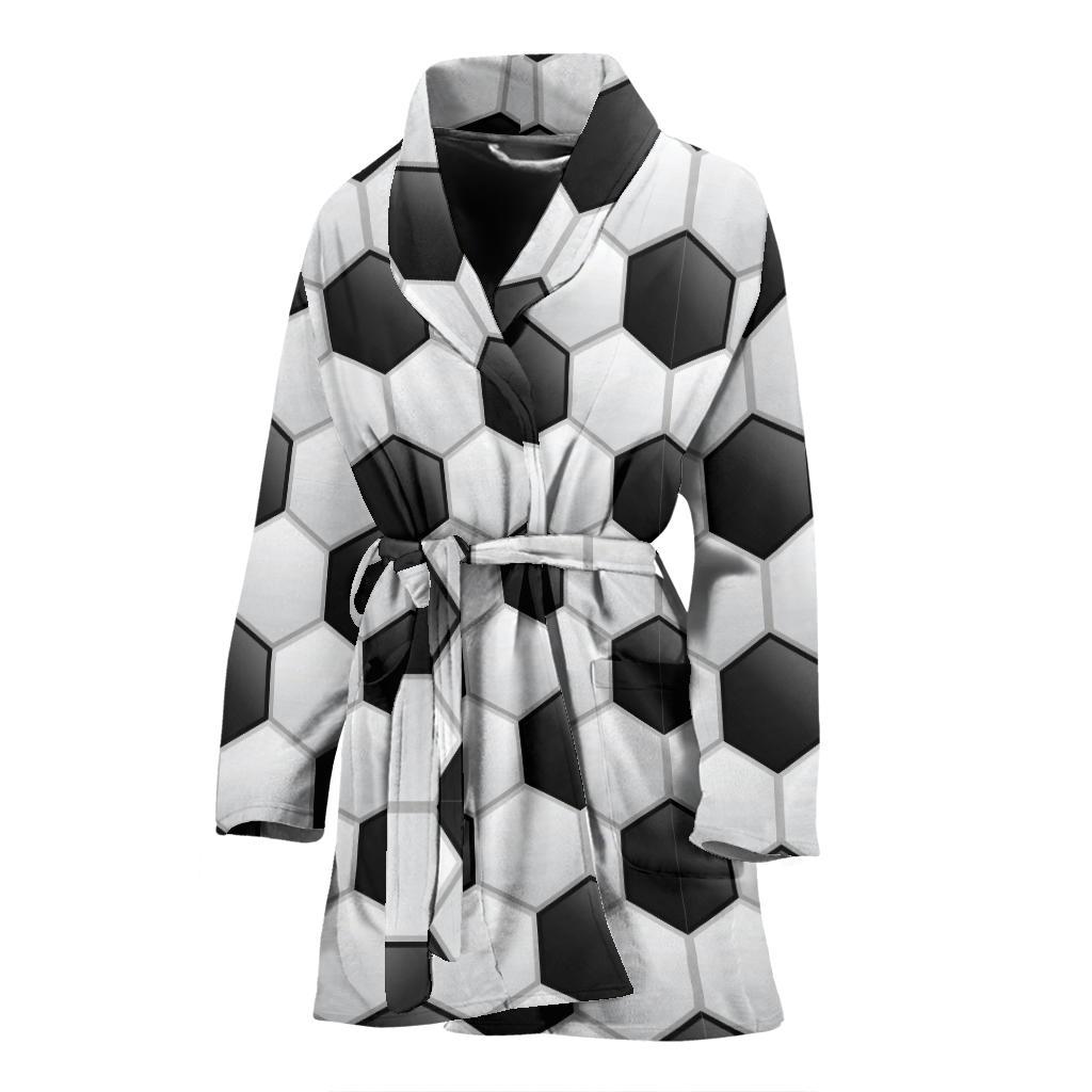 Soccer Ball Texture Print Pattern Women Bath Robe-JTAMIGO.COM