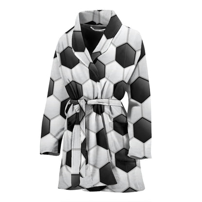 Soccer Ball Texture Print Pattern Women Bath Robe-JTAMIGO.COM