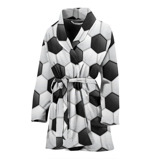 Soccer Ball Texture Print Pattern Women Bath Robe-JTAMIGO.COM