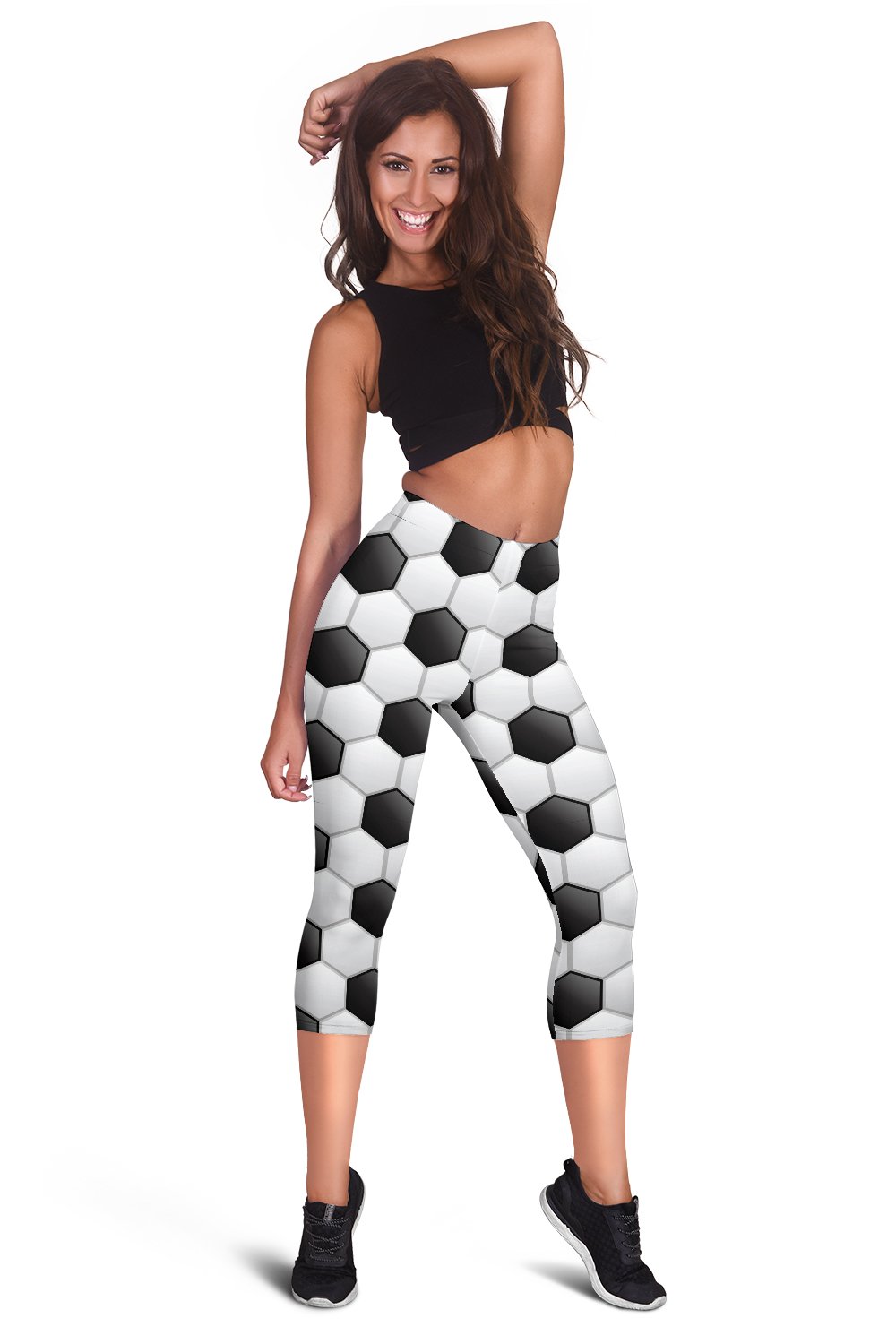 Soccer Ball Texture Print Pattern Women Capris