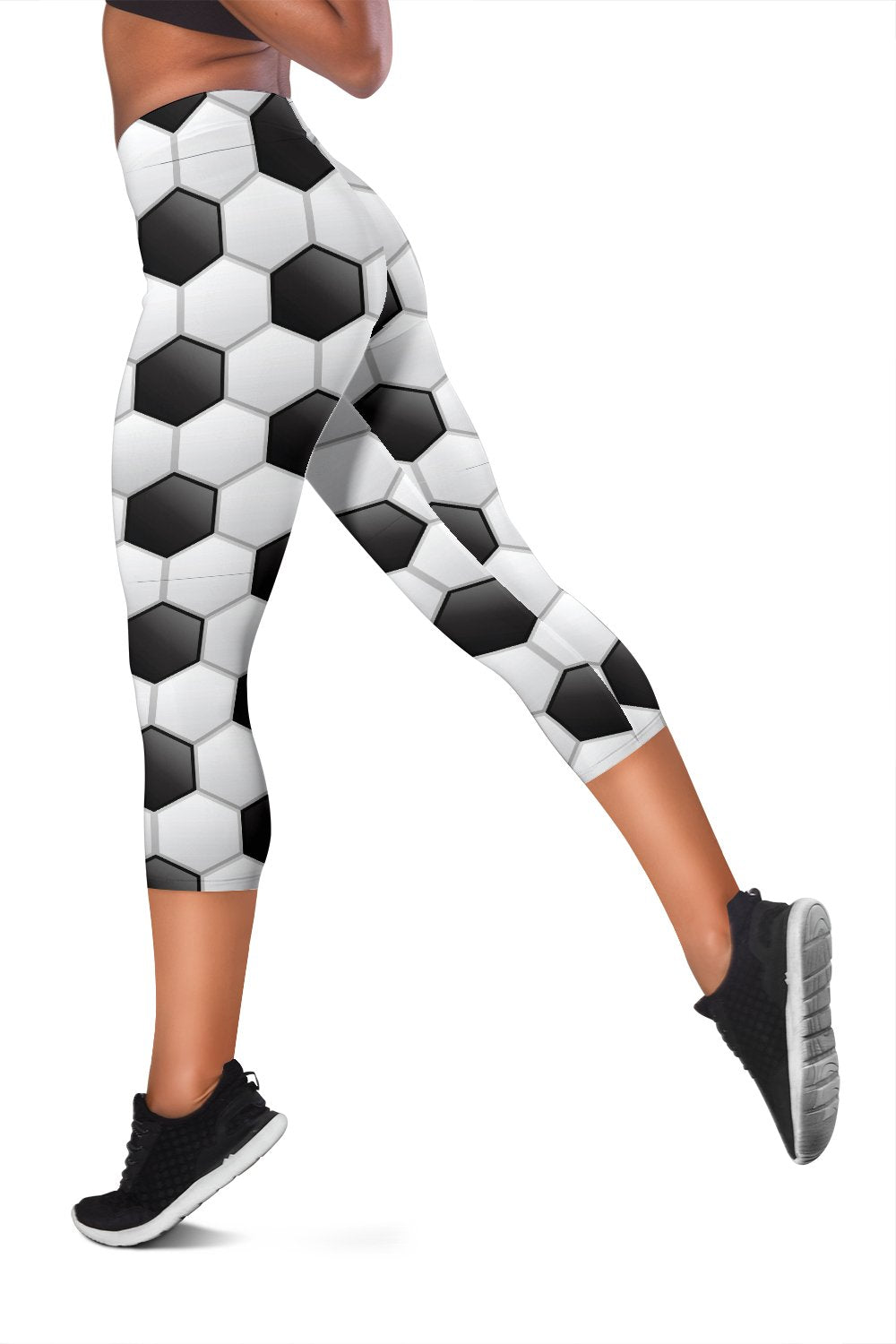 Soccer Ball Texture Print Pattern Women Capris