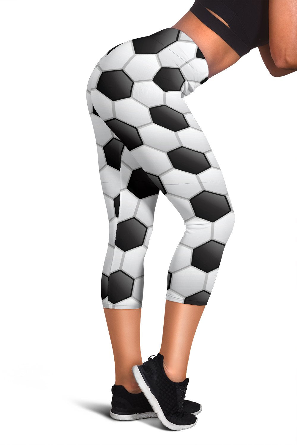 Soccer Ball Texture Print Pattern Women Capris