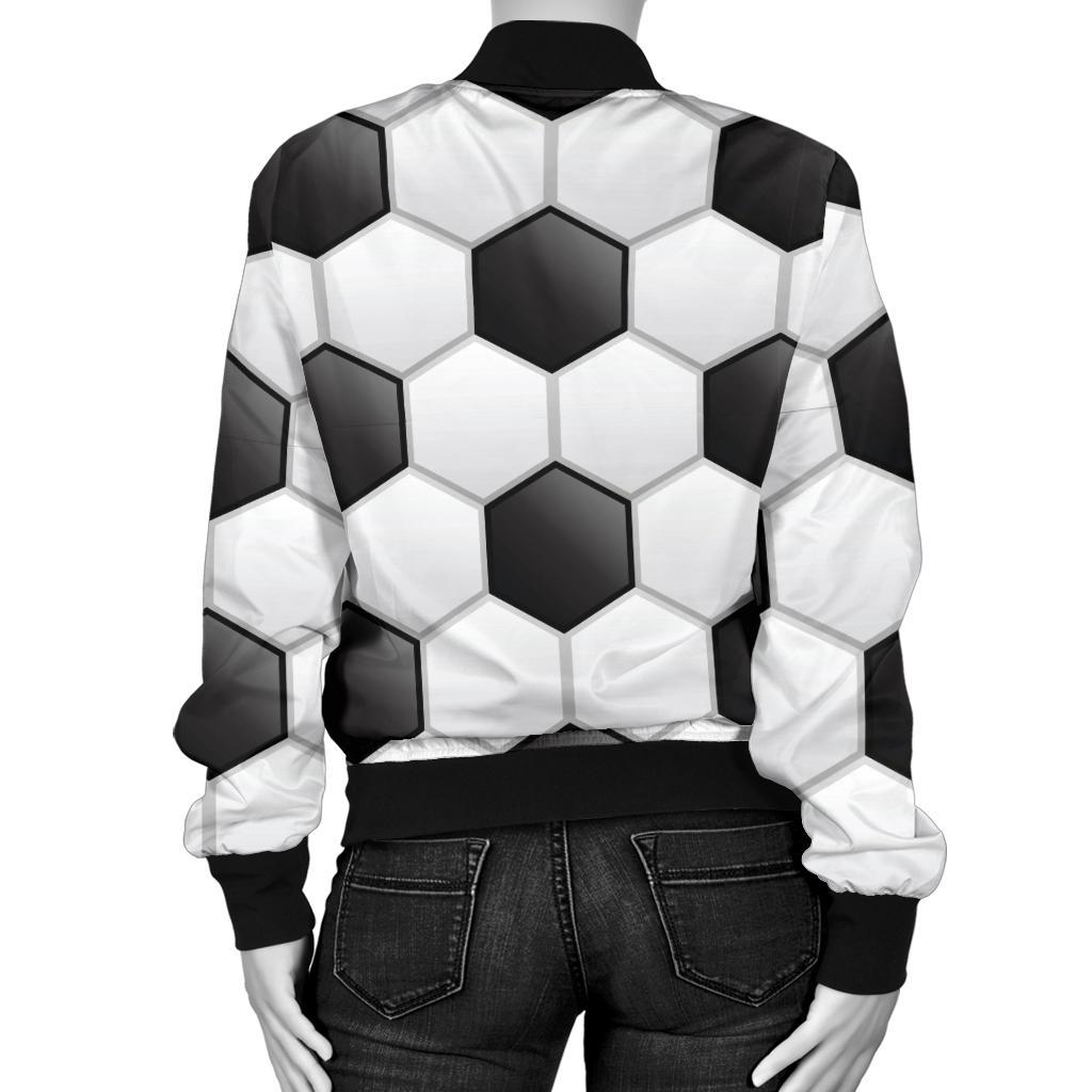 Soccer Ball Texture Print Pattern Women Casual Bomber Jacket