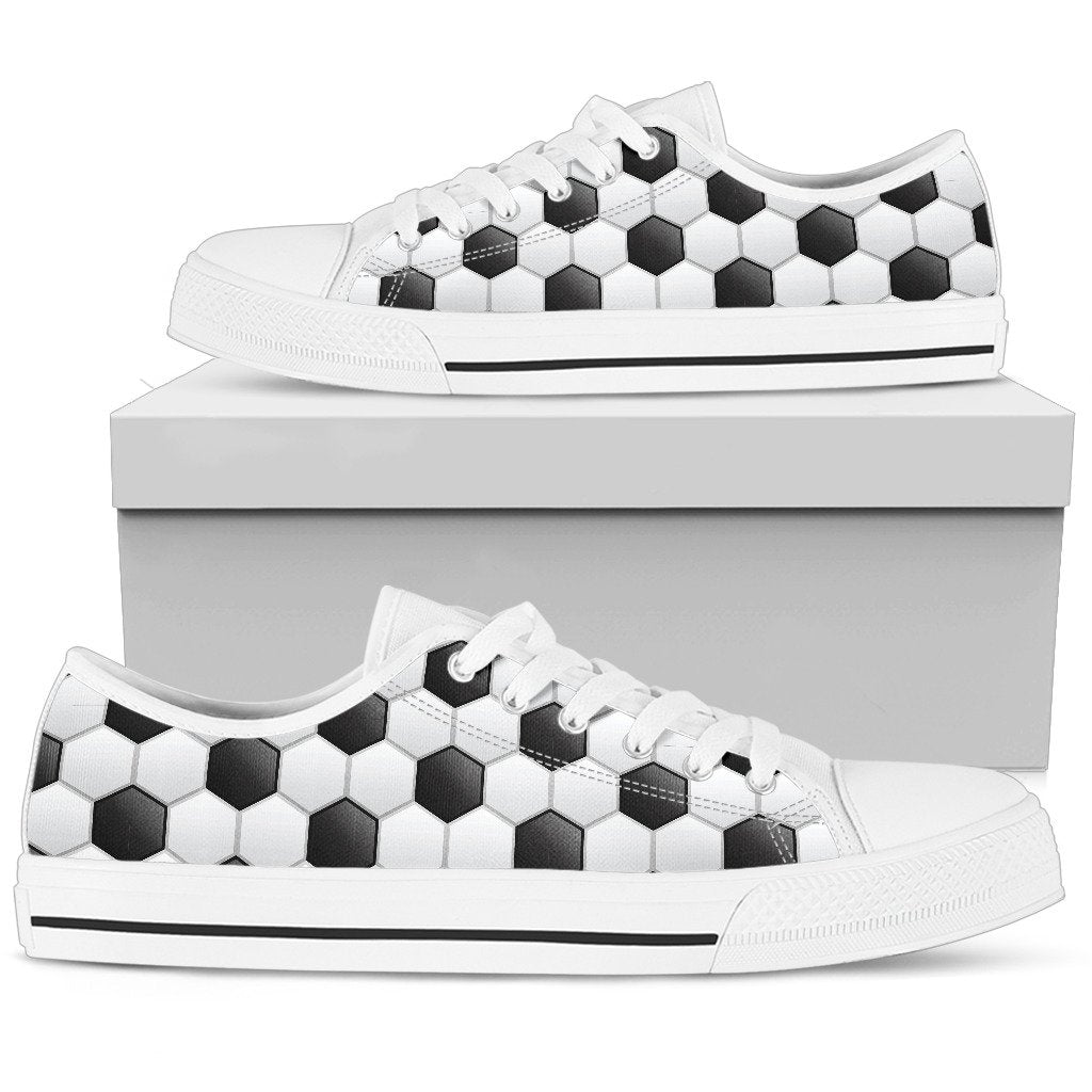 Soccer Ball Texture Print Pattern Women Low Top Shoes-JTAMIGO.COM