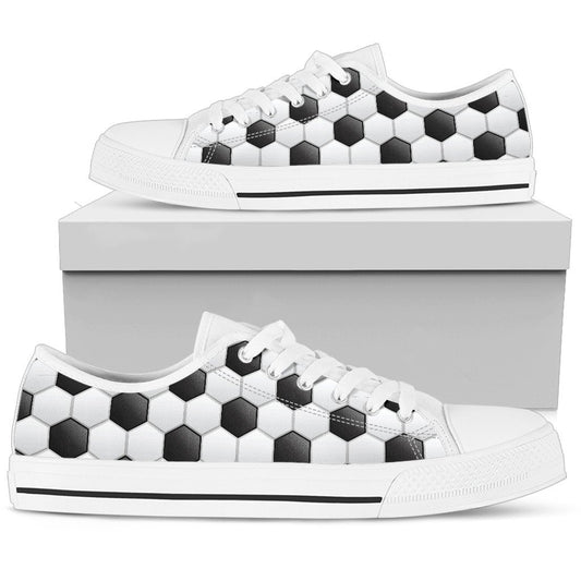 Soccer Ball Texture Print Pattern Women Low Top Shoes-JTAMIGO.COM
