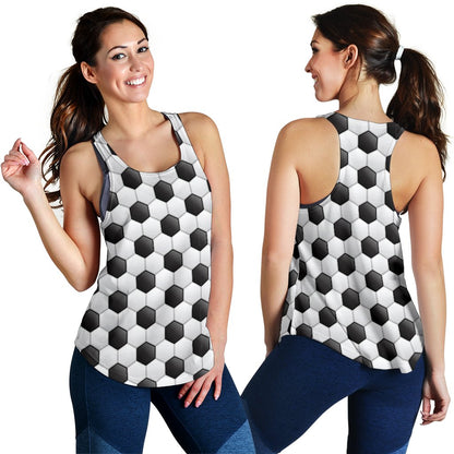 Soccer Ball Texture Print Pattern Women Racerback Tank Top