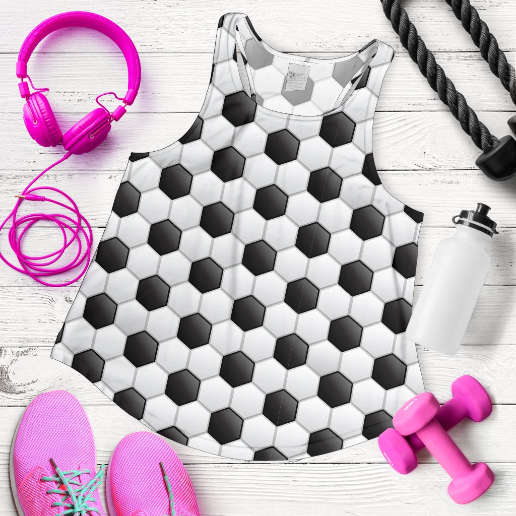 Soccer Ball Texture Print Pattern Women Racerback Tank Top