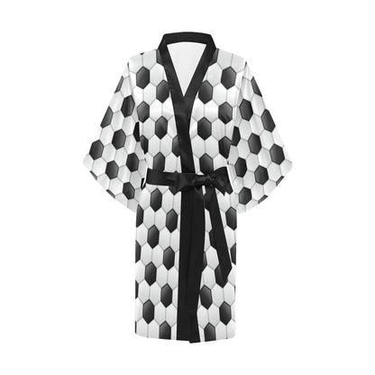 Soccer Ball Texture Print Pattern Women Short Kimono Robe