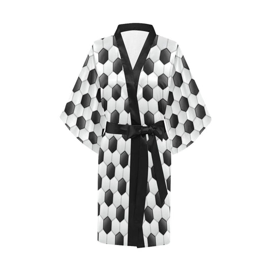 Soccer Ball Texture Print Pattern Women Short Kimono Robe
