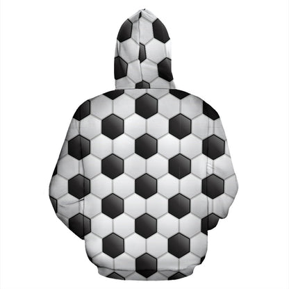 Soccer Ball Texture Print Pattern Zip Up Hoodie