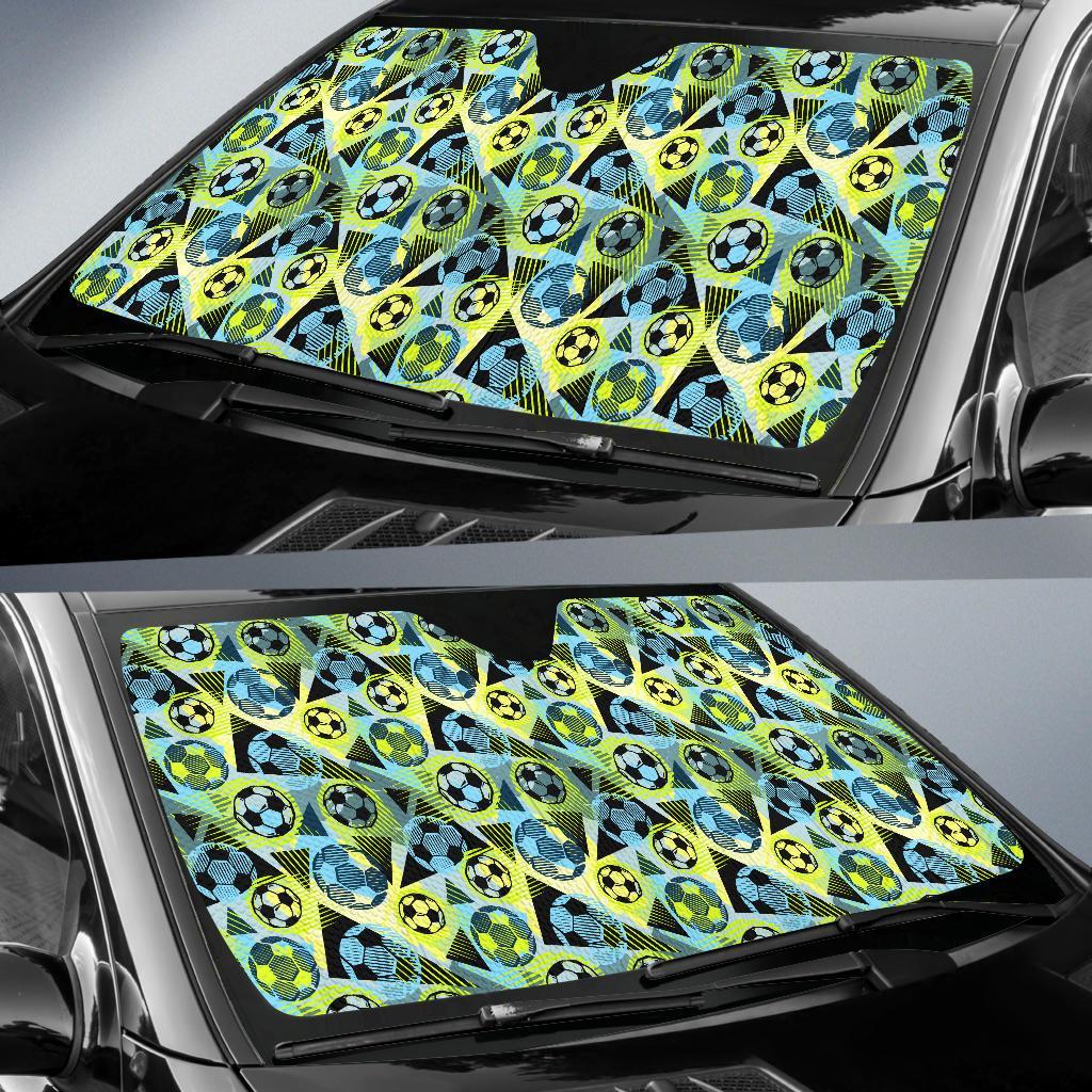 Soccer Ball Themed Print Design Car Sun Shade For Windshield